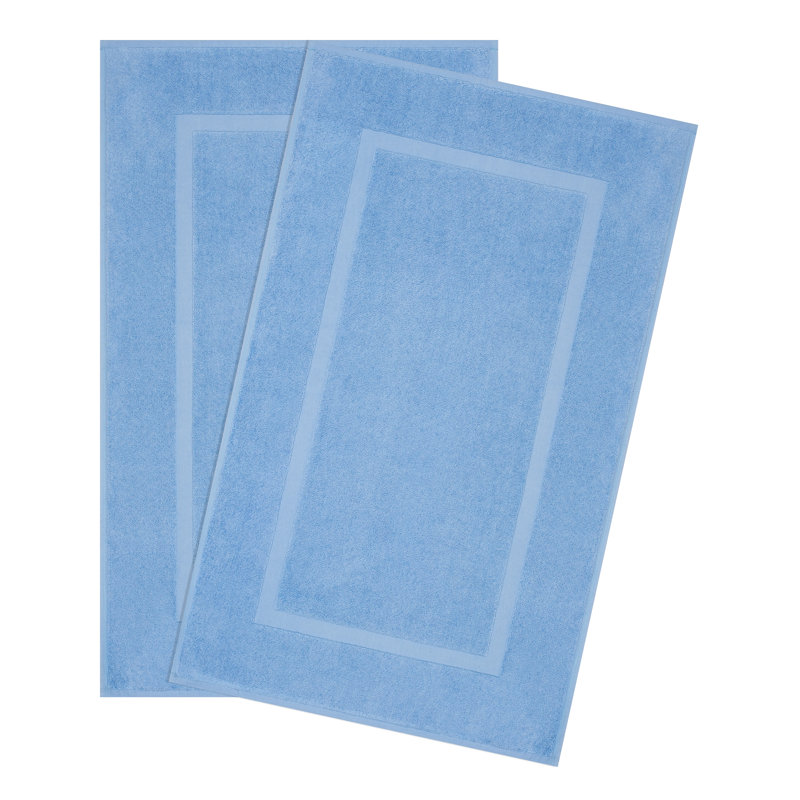 Tapis de bain 100% coton pour salle de bain, paquet de 2 tapis de sol à séchage rapide 20 x 34 po, Ciel