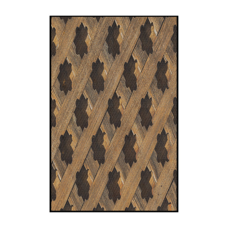 Tapis brun/noir tissé à la machine, Rectangle 5 pi x 7 pi