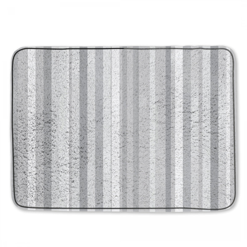 Tapis de bain à rayures, Simple - L 34 po x l 21 po, Gris à rayures
