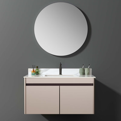 Plateau de meuble-lavabo en marbre 43 po, comptoir de salle de bain avec lavabo central encastré rectangulaire et dosseret de 4 po de hauteur
