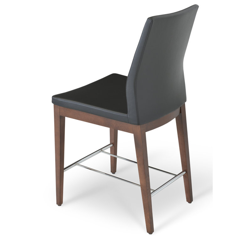 Tabouret de comptoir 24 po Pasha, Wengé, Cuirette brune