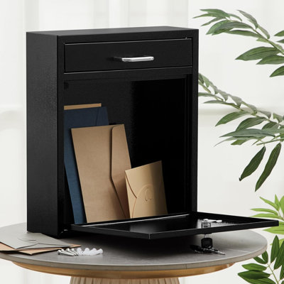 Boîte aux lettres verrouillable avec boîte à lettres de sécurité pour l'extérieur, grande boîte murale 14 x 12 x 4 pouces