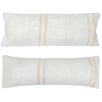 12"x36" SET OF 2 - Handwoven Hemp Cushion Covers. Vintage Kilim Lumbar Pillow Covers. Turkish Accent Pillows. A pair of Lace Pillows