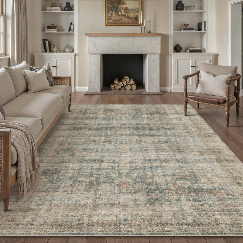Tapis lavable rétro avec envers antidérapant Elias, Rectangle 9 pi x 12 pi