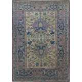 Hand-Knotted High-Quality Beige and Blue Area Rug