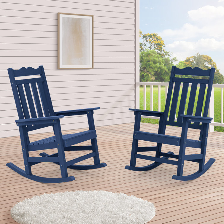 Red Barrel Studio® Marnay Plastic Rocking Gliding Adirondack Chair ...