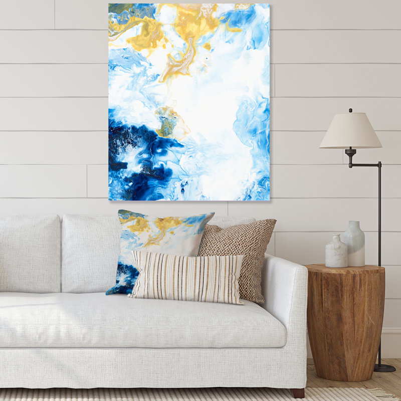 «Blue and White», peinture sur toile, H 20 po x l 12 po, Toile tendue