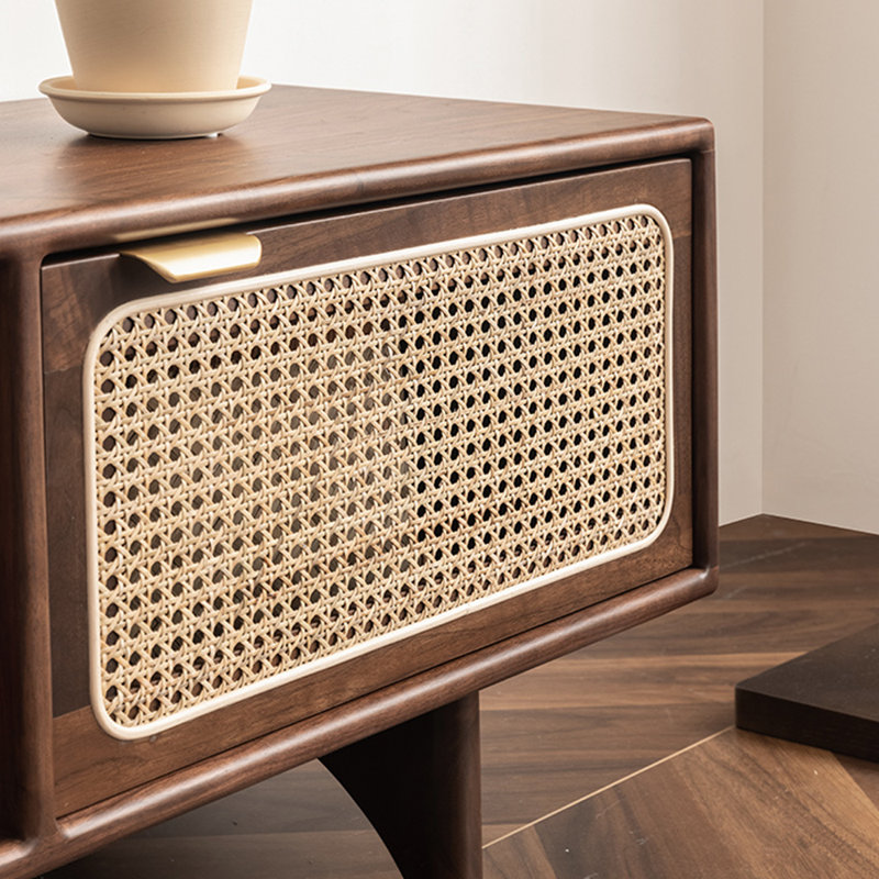 Meuble télé de style japonais rétro, H 17,72 po x L 62,99 po x l 15,75 po