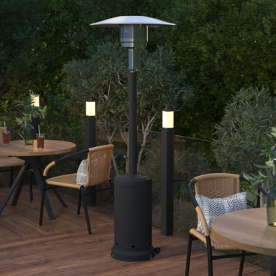 Sol 7.5' Stainless Steel Outdoor Patio 40,000 BTU Propane Heater with Wheels for Commercial & Residential Use