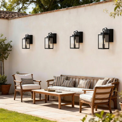 Schlegel Steel Outdoor Wall Light with GFCI Outlets(Set of 4)