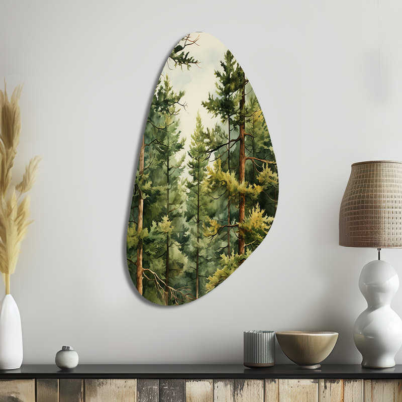 Hanschen - Tree Pine Fall Shape Asymmetric Metal Wall Art, 39" H x 21" W