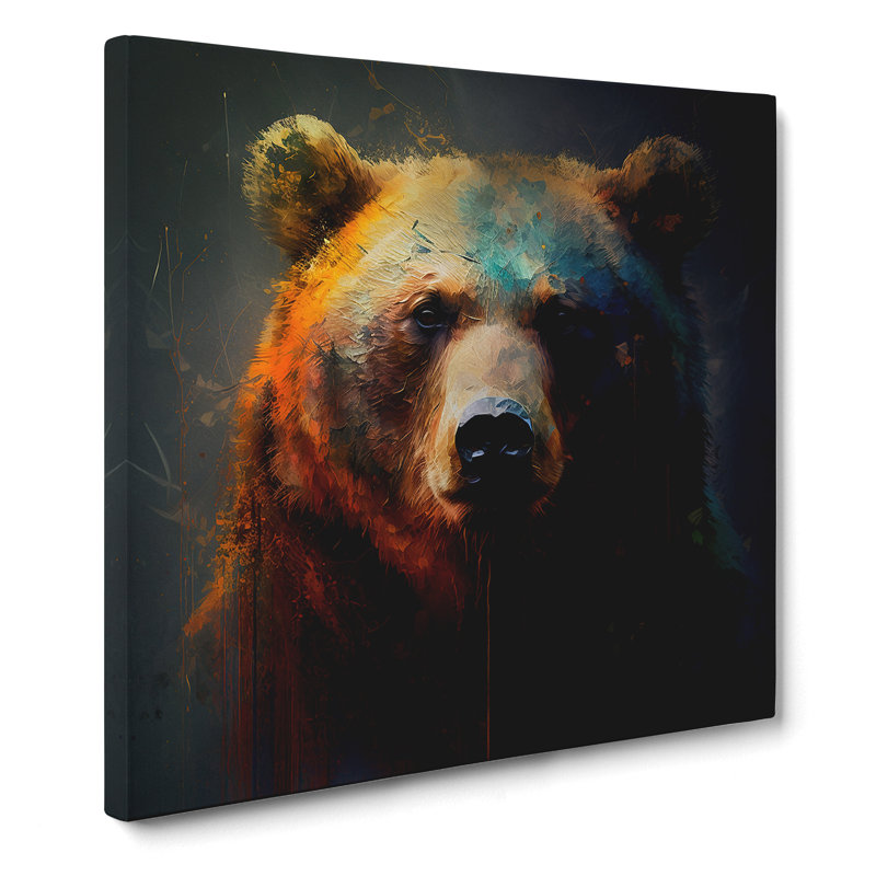 Bear Abstract Expressionism No.2 - Wrapped Canvas, 35cm H x 35cm W x 3cm D