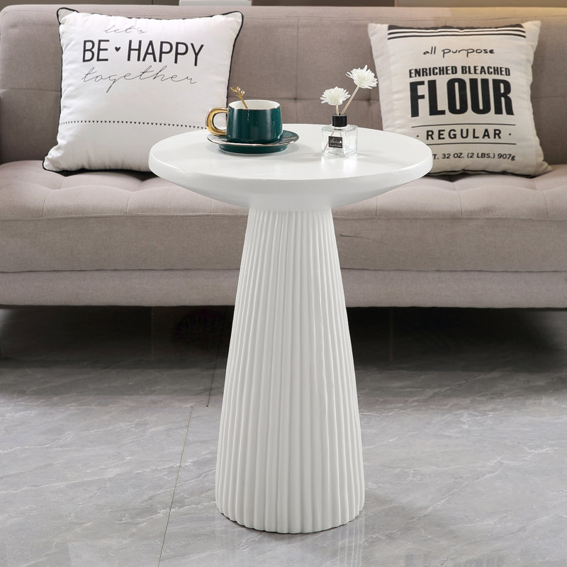 Table d'appoint moderne pour le patio et le vestibule du salon, Beige White