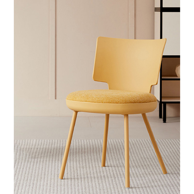 Chaise de salle à manger rembourrée en plastique moderne et simple, Jaune