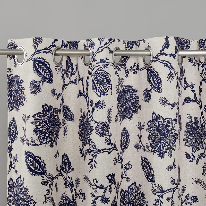 Zawacki Linen Blend Blackout Sliding Panel Pair, 52" W x 84" L, Blue Beige