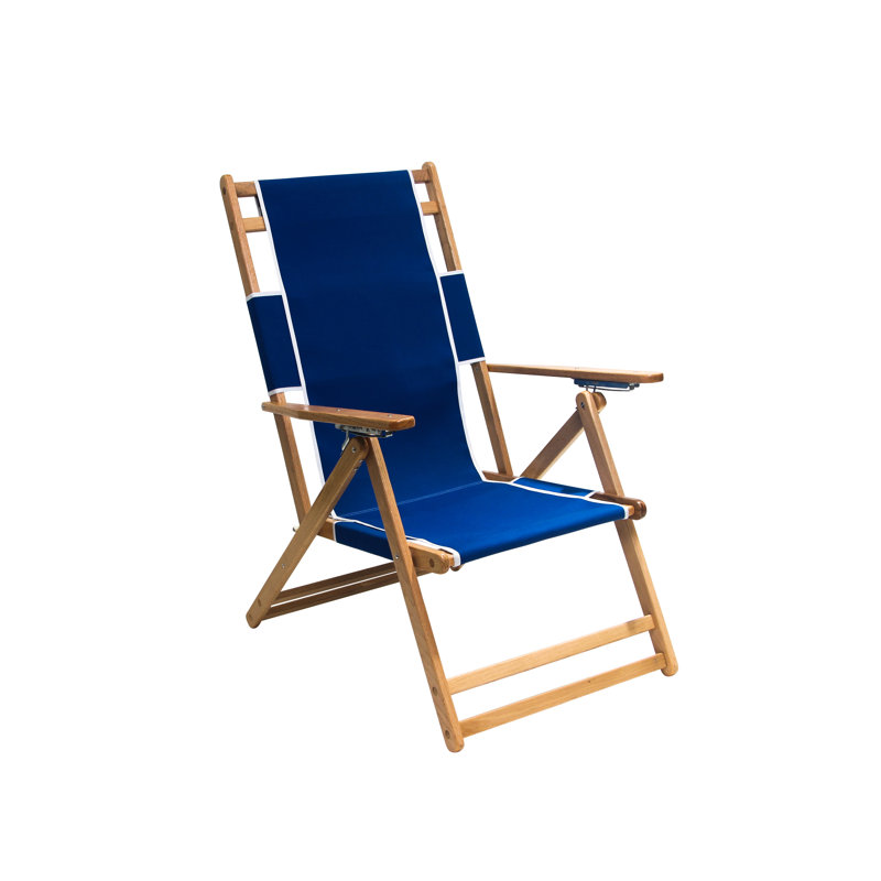 Housel Outdoor Beech Wood Chaise Lounge, Blue