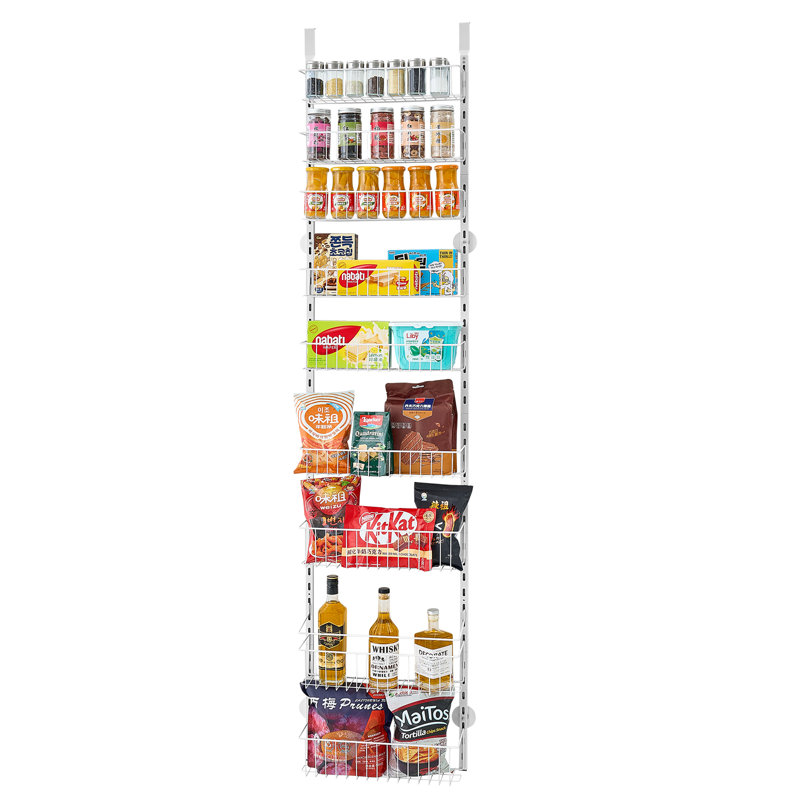 9-Tier Over the Door Pantry Organizer Hanging Storage Rack Adjustable Kitchen, White