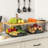 2 Set Stackable Wire Basket With Bamboo Top - Kitchen Counter, Pantry Organizer And Storage - Produce Onion Potato Fruits Vegs Bread Food Snack Spice Organizing Bin For Cabinet Shelf Countertop Floor
