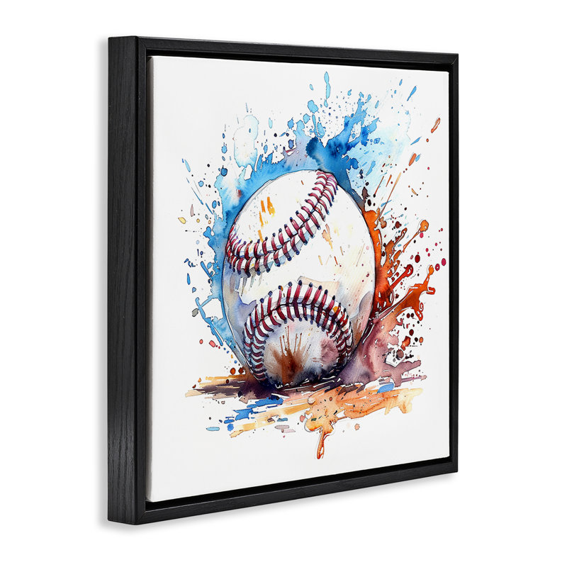  Art mural sur toile flottante Baseball, Cadre flottant noir de jais, H 18 po x l 18 po