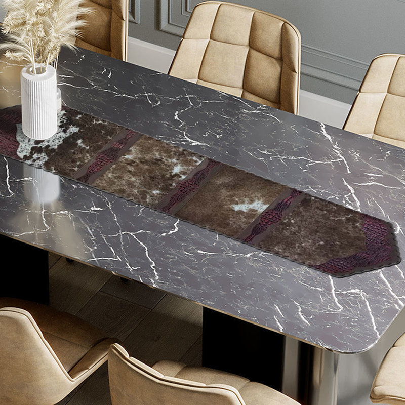 Cowhide & Leather Table Runner, 96" L x 12" D