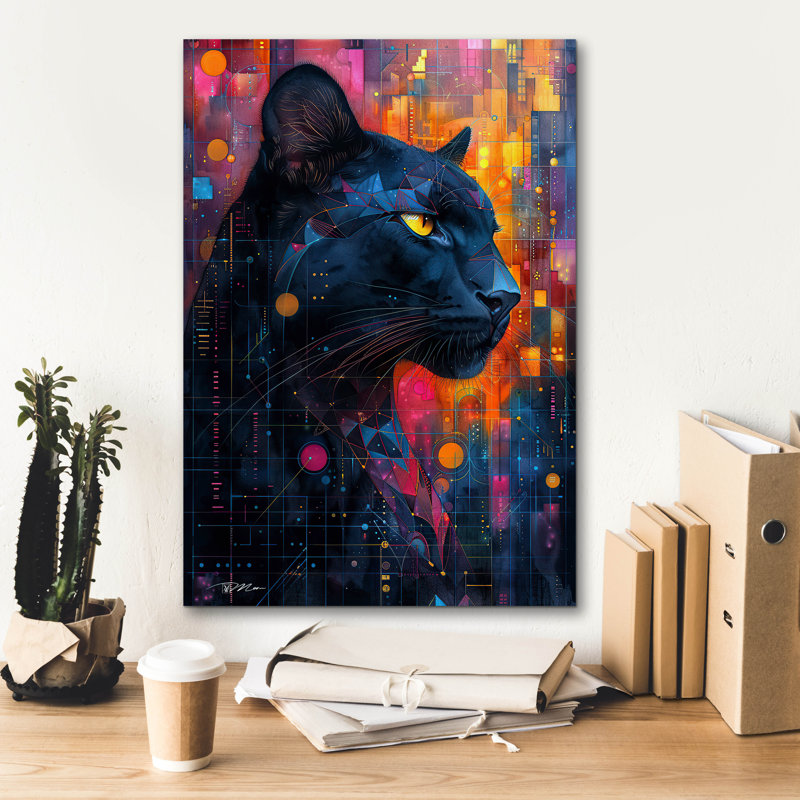 Art mural sur toile Epic Graffiti «Colorfull Black Panther» par Momart, H 26 po x l 18 po x P 0,75 po