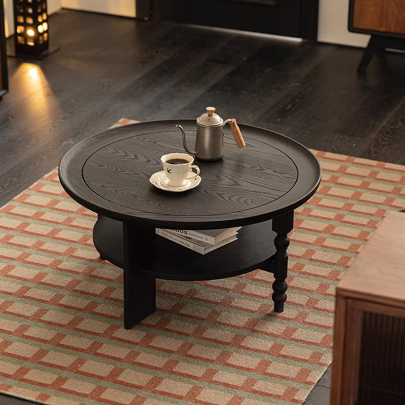 French-style round coffee table, 16.54" H x 31.49" L x 31.49" W