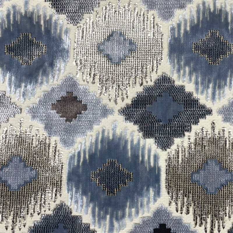 Coussin Plutus Indigo Jewel iKat, Forme rectangulaire, H 12 po x l 20 po