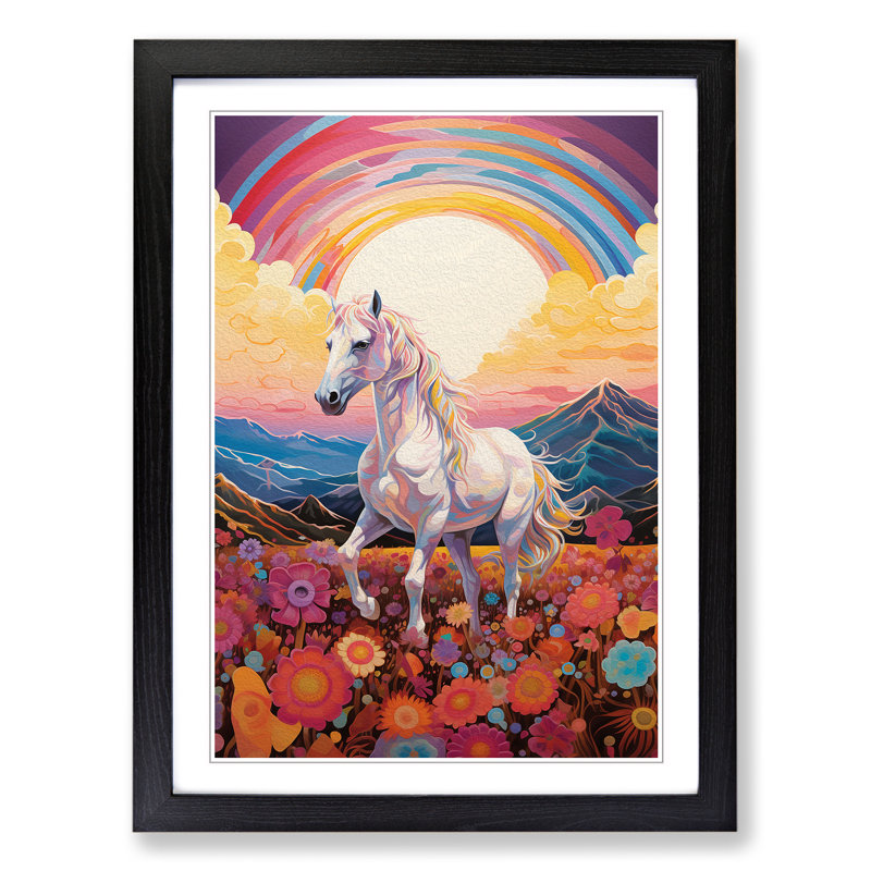 Pony Colour Field - Single Picture Frame Print on Wood, Black Framed, 64cm H x 46cm W x 2cm D