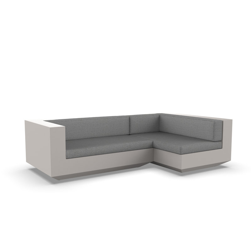 Vela 102.25" Wide Outdoor Reversible Patio Sectional with Cushions, Right Hand Facing, White, White