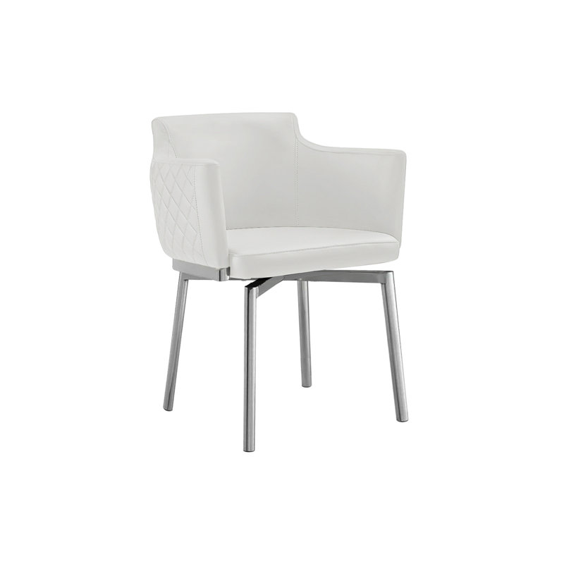 Chaise avec accoudoirs pivotants Rison 180 en similicuir blanc.
