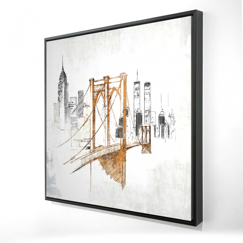 Brooklyn Bridge Blurry S croquis - Toile encadrée, décoration intérieure