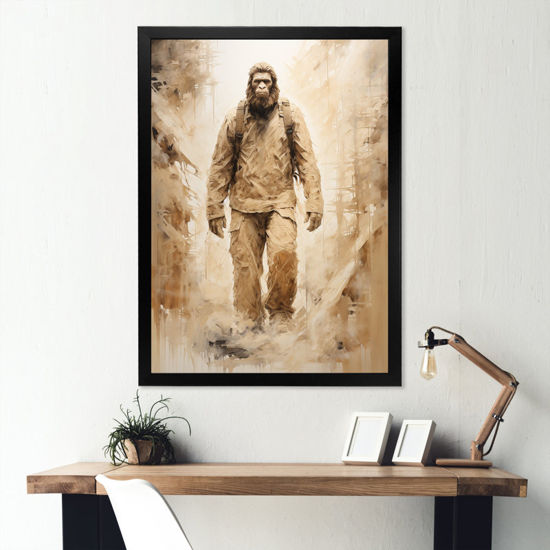 «Walking Bigfoot Wildlife», art mural sur toile Bigfoot, H 32 po x l 16 po x P 1 po, Cadre photo noir