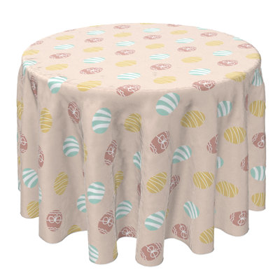 Fabric Textile Products, Inc. Round Tablecloth, 100% Cotton, 60 Round", Pastel Pink Easter Eggs