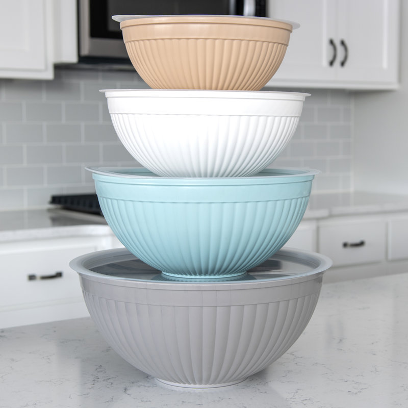 Nordic Ware 8 Piece Covered Bowl Set, Teal/Mint/White/Blue