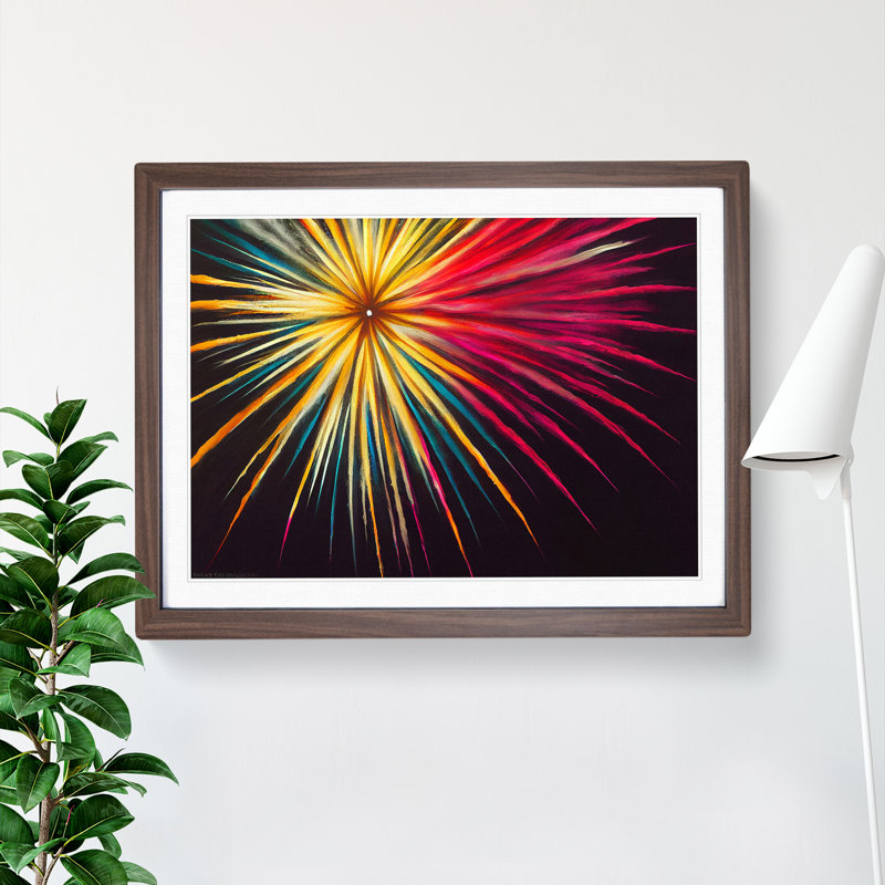Euphoric Fireworks - Framed Print, 25cm H x 34cm W x 2cm D, Walnut