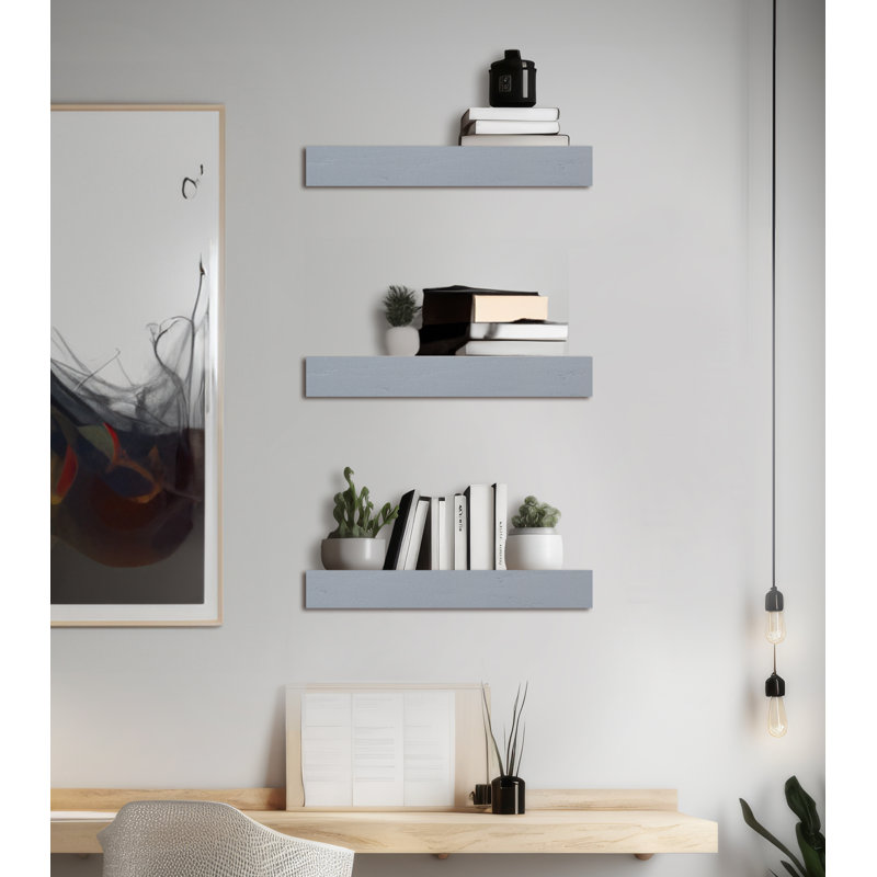 3 Piece Oak Floating Shelf, 3" H x 12" W x 4" D