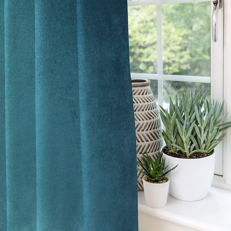 Delavega Blackout Curtains / Drapes Pair, Width 228 x Drop 182cm, Teal