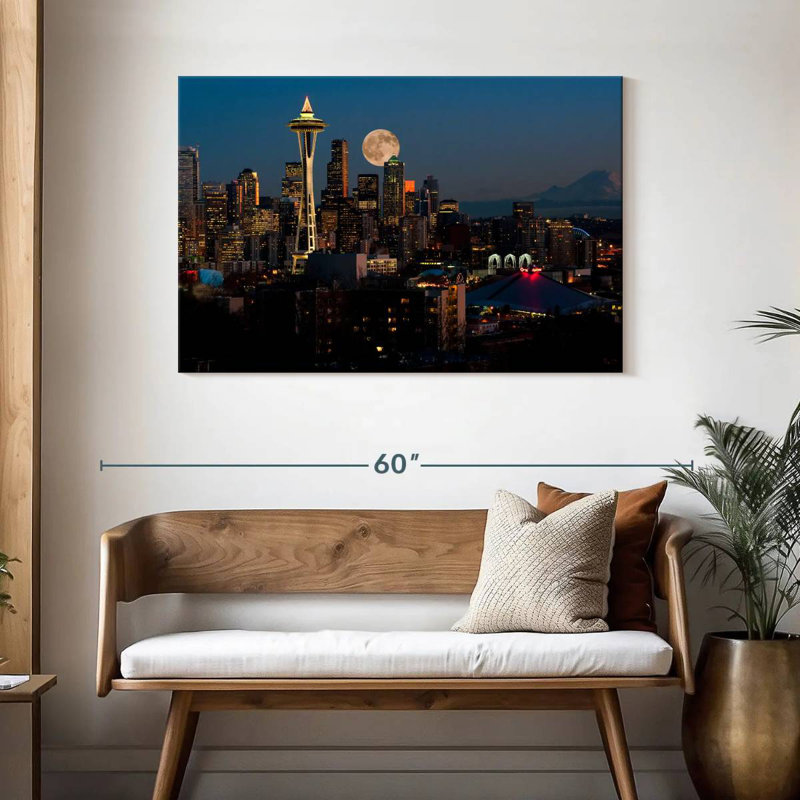 Ravi Seattle au lever de la lune, H 30 po x l 45 po