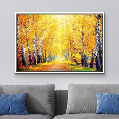 «Autumn Fall Sunlight Shine Over Yellow Autumn Forest Path» sur toile