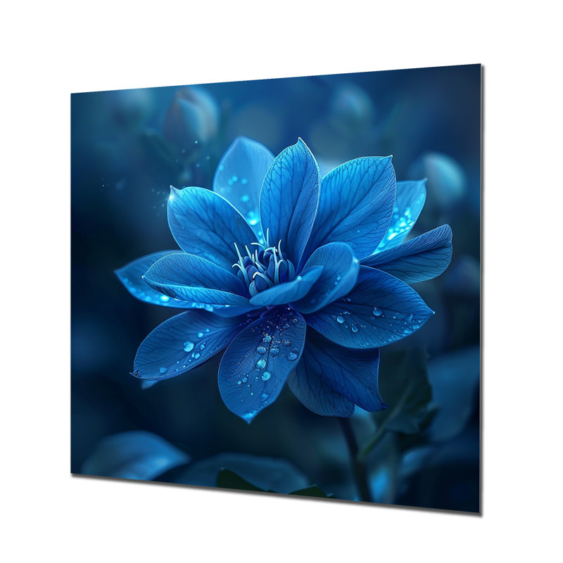 «Blue Violet Morning Dew Gros plan - Violet», reproduction d'art mural, Métal métal, H 16 po x l 16 po x P 1 po