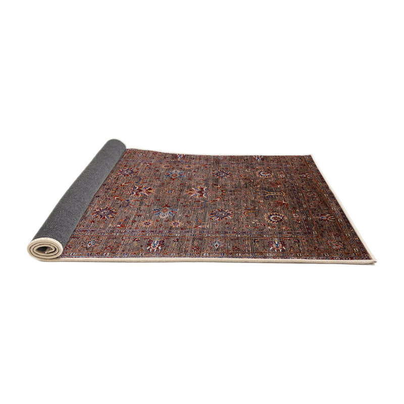 Tapis brun à motif oriental, Rond 5 pi