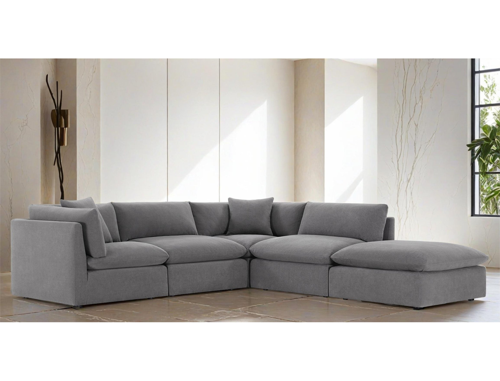 Annabella Modular Sectional, Elite Pewter Textured Performance Chenille