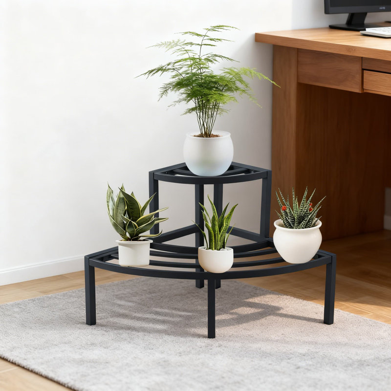 Support pour plante à 2 niveaux en aluminium pour l'intérieur et l'extérieur, échelle de coin légère avec construction antirouille pour une présentation stable des plantes