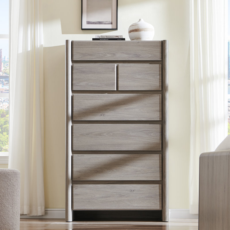 Commode 7 tiroirs Bolanos, Gris, 54.7" H x 27.55" W x 15.94" D