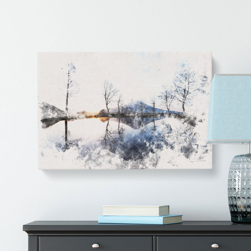 Mount Fuji In Fujinomiya Japan Watercolour - Wrapped Canvas Print, 50cm H x 76cm W x 3cm D