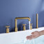 Robinet de baignoire romaine avec douche à main et robinets de baignoire à 3 poignées Robinet de baignoire en laiton massif à 5 trous avec valve-70991098