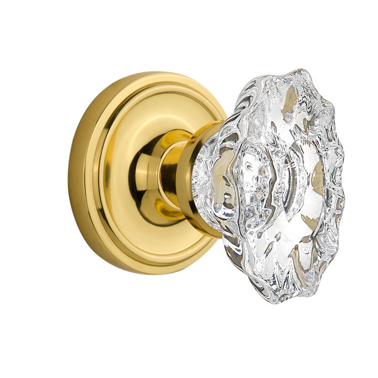 Rosette classique avec bouton de porte de château, Laiton poli, 2,375 po