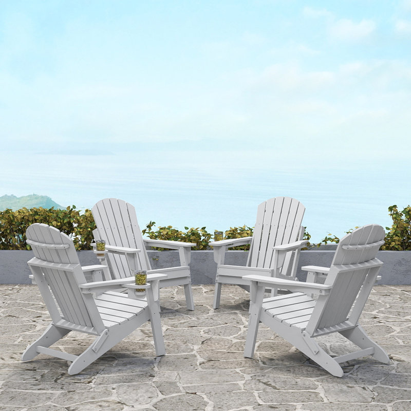 Set Of 4 Folding Adirondack Chair, White