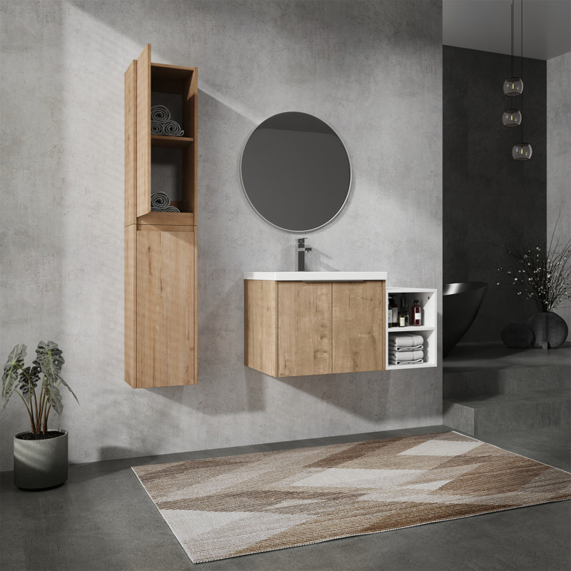 Meuble-lavabo mural avec lavabo et armoire latérale, 36"