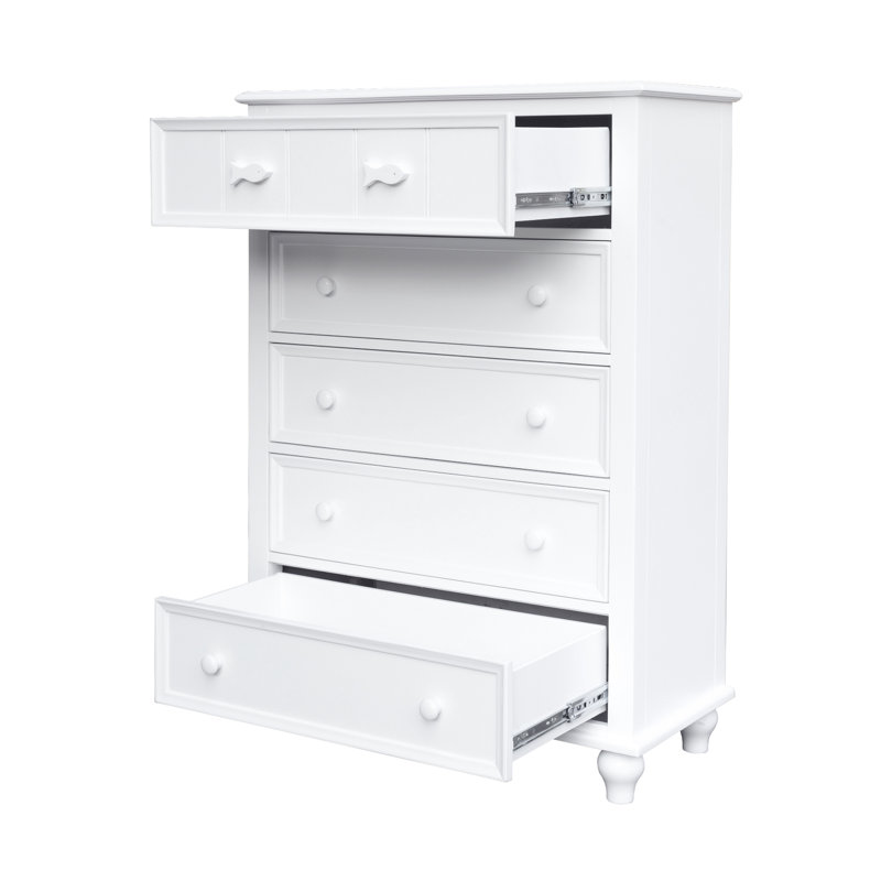 Fishtails Remer Five Drawer Chest, White